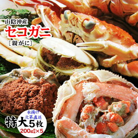 【予約販売】セコガニ（親がに・勢子がに)[生]（特大サイズ）【足折れ】5枚セット(200g前後が5枚入)【送料無料】未冷凍の松葉せいこ蟹 カニ かに 蟹 せこがに【到着日指定不可】【11月中旬以降予約順出荷予定】松葉ガニ 雌 ss1204