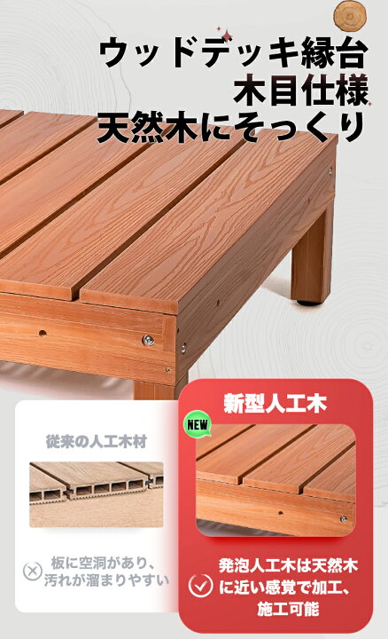 楽天市場】ウッドデッキ 発泡人工木材 縁台 1台単品 4台セット 腐ら 
