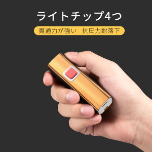 お買い物マラソン【P5倍】30°照明角度 アウトドア ミニ 高輝度 懐中電灯 ポータブル USB充電 遠距離照射200m 8.8cm 4段階輝度調節 防水 アルミ合金 生活防水 ライトチップ4つ 3Hの超長い使用