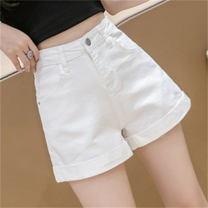 楽天市場】ショートパンツ 白 黒 ハイウエスト レディース ボトムス  