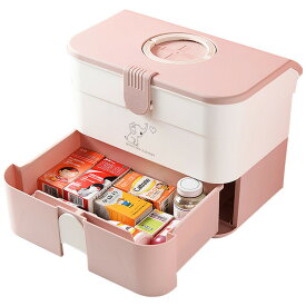 救急箱 薬箱 薬入れ おしゃれ ボックス 薬ケース 二重層箱 薬入れ 大容量 救急ボックス　シンプル 応急手当 薬箱 収納上手 スチール 小物入れ レトロ 防災グッズ 防災セット ファーマシーボックス 新生活 フェール