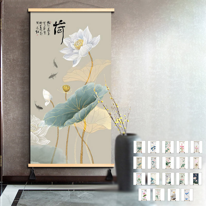 タペストリー ウォールデコレーション 中国画 蓮の花 魚 背景布 壁布 壁掛け 壁飾り 目隠し 飾り用 装飾画 インテリア おしゃれ 送料無料