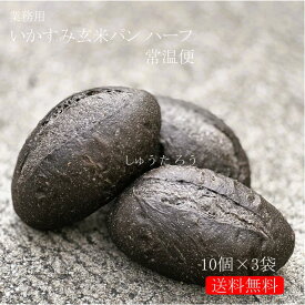 業務用 焼きたていかすみ玄米パン ハーフ 常温便業務用 国産 冷凍パン プロ仕様 八戸朝市発 お取り寄せ 保存食 夜食 工場直送 イカスミ 黒いパン インパクト 送料無料 ハンバーガー