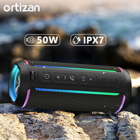 ポータブルスピーカー Ortizan X30 ブルートゥース ワイヤレス スピーカー 50W 高音質 大音量 Bluetooth5.3 テレビ スピーカー IPX7 防水 バッテリー搭載 キャンプ ステレオスピーカー お風呂 iPhone Android pc
