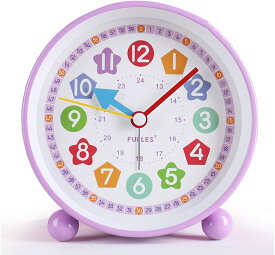 SZSS 目覚まし時計 知育時計 置き時計 子供 学習時計 アナログ時計 24時間表示 補助数字付き 静音 子供用 生徒用 目覚まし時計として使用できます 常夜灯付き 時計を読む練習と時間の学習に便利 直径約11 ブルー