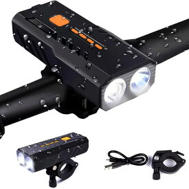 SZSS 自転車 ライト LED 3000mAh大容量 1200ルーメン LEDヘッドライト USB充電式 PSE認証済 防水 高輝度IP65防水 ロングライド 自転車用シートクランプ付き 3段階照明モード モバイルバッテリー機能あり サイクリング