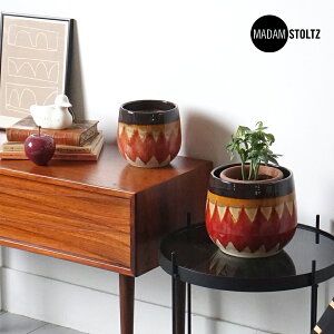 �t�����[�|�b�g ���J�o�[ 2�� �Z�b�g ���b�h �� �O���f�[�V���� �֖� �ϗt�A�� �֖� Madam Stoltz Stoneware Flower Pots (red)