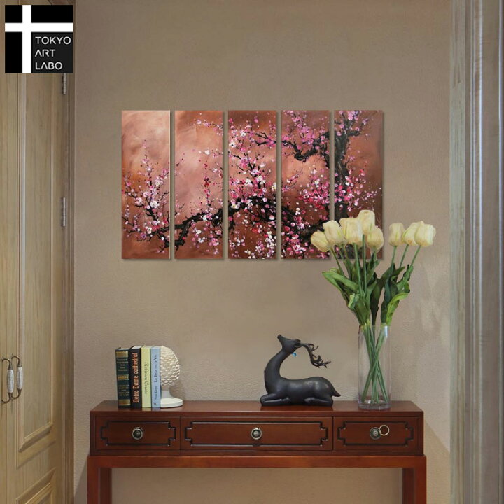 楽天市場 アートパネル 絵画 花 壁掛け インテリア おしゃれ 絵 モダン アート 油絵 リビング 玄関 壁飾り 梅 桜 油彩画 Sサイズ 壁掛けアート専門店東京アートラボ