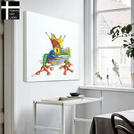 絵画 壁掛け ＼空間にユニークな彩りを 【かえるのおうさま】 カラフルな色合いでおすすめ お子様の集ま…