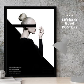 【感謝祭限定クーポン】 LIFEHACK 高解像度 写真ポスター インテリアデザイン用 A2 A3 A4 フレーム対応 女性 シルエット 白黒 横顔 人物写真 モデル ポートレート