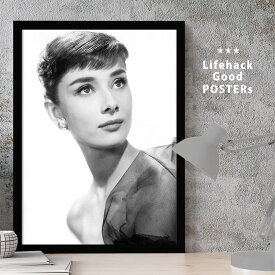 【マラソン限定クーポン】 女性シルエットのアートポスター LIFEHACK A3 A4 A2 インテリア装飾に最適オードリーヘップバーン 女優 名優 モノクロ 白黒 写真 フォト アーモンドアイ イギリス人 妖精