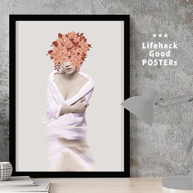 【感謝祭限定クーポン】 女性シルエットのアートポスター LIFEHACK A3 A4 A2 インテリア装飾に最適花を持つ少女 花の冠 フラワー 抽象画