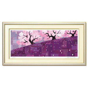 【マラソン限定クーポン】 絵画 インテリア 壁掛け 額入り 額絵【桜吹雪(さくらふぶき)】 落ち着いた紫色の装いが和モダンな雰囲気を演出 絵画販売 東京アートラボ 母の日