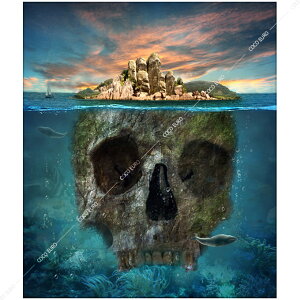 �y5��20�� ����N�[�|���zCOCOEURO �G�� �Ǌ|�� PLEXIGLAS Island Scull SIZE mm 1200*1400 �㎿�ŃX�^�C���b�V���Ȉ�ۂ�^����ǖʑ��� �C���e���A�A�[�g�p�l�� �X�J��