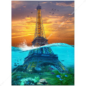 �G�� PLEXIGLAS Sunk Eiffel Tower 90cmx120cm �㎿�ŃX�^�C���b�V���Ȉ�ۂ�^����ǖʑ��� �C���e���A�A�[�g�p�l��
