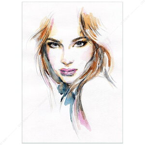 �G�� PLEXIGLAS Woman face. Hand painted fashion illustration 100cmx140cm �㎿�ŃX�^�C���b�V���Ȉ�ۂ�^����ǖʑ��� �C���e���A�A�[�g�p�l��