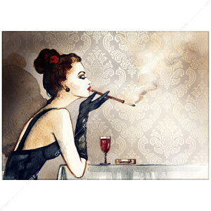 COCOEURO �G�� ���_�� PLEXIGLAS with cigarette . Watercolor 100cmx140cm �㎿�ŃX�^�C���b�V���Ȉ�ۂ�^����ǖʑ��� �C���e���A�A�[�g�p�l�� �؍�