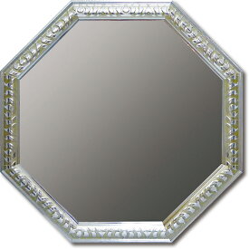 鏡 八角ミラー アンティーク Lサイズ シルバー