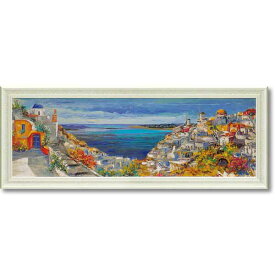 アートパネル 青い空 青い海 イタリアの風景 L.フローリオ「サントリーニ」 SZ特大 TVBL