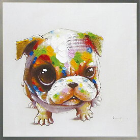 絵画 H800mm W800mmダイナミックな壁掛けインテリアかわいいワンコ・フクロウ・クマの絵 額付き 「ドッグシリーズ-7」かわいい 犬の絵