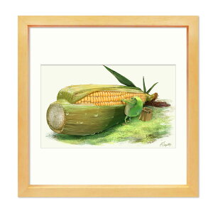 まんぷくかえる アートフレーム ひと粒の重み 幸運を招く風水インテリア 額入りイラスト フレームアート ジクレー版画 玄関やリビングにぴったり 新築祝いにおすすめの壁飾り ミニサイズ
