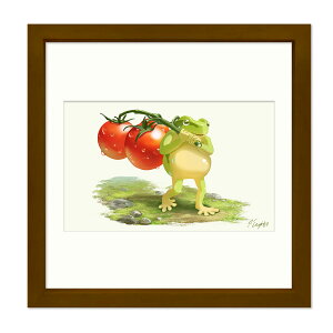 まんぷくかえる アートフレーム よろこびの重さ 幸運を招く風水インテリア 額入りイラスト フレームアート ジクレー版画 玄関やリビングにぴったり 新築祝いにおすすめの壁飾り ミニサイ