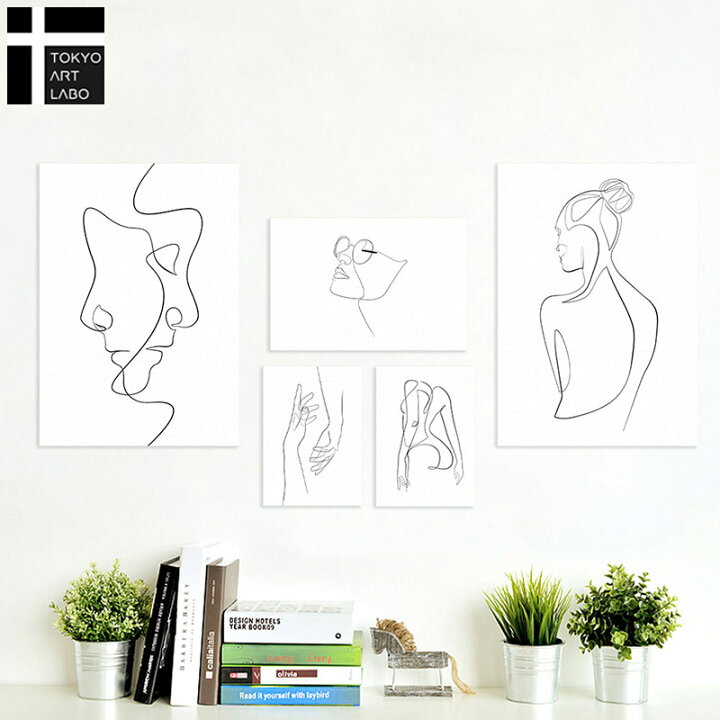 楽天市場 Crea 5枚セット アートパネル モダン インテリア おしゃれ 絵画 すっきり シンプル かわいい モノクロ スケッチ イラスト デッサン 素描 女性 美人画 玄関 リビング 壁掛けアート専門店東京アートラボ