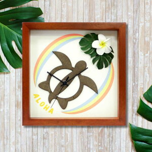 時計 壁掛け ハワイアン ホヌ プルメリア 音がしない 小さめ 22cm 黄色 壁時計 かわいい おしゃれ プレゼント お祝い 引越し祝い 結婚祝い