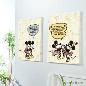 Disney 2枚組 アート パネル Mickey minnie 複合画 アレンジ自在 ファブリックパネル セットで飾れる ミッキー ミニー 仲良し 壁飾り お得なセット レトロ クラシック ポップ 絵 お祝い カフェ 飲食店 施設 ショップ 教室 スクール レッスン サロン レトロ ポスター 広告