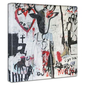 ストリート アートパネル グラフィティ風【サイズ30cmから100cm】デザイン壁掛け インテリア 絵画 バスキア・バンクシースタイルのアートパネル