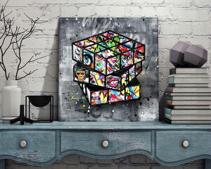 【マラソン限定クーポン】 ARTJOY Graphical magic-cube Black M 34cm 14inch アートパネル 絵画 インテリア 壁掛け おしゃれ 絵 アート 玄関 リビング 人気 ブランド 北欧 モダン アートボード グレー 赤
