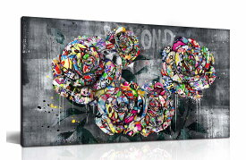 ARTJOY アートパネル 5roses 薔薇 100cm ファイブローズ 絵画 インテリア 壁掛け アートパネル ポップ グラフィック グランジ グラフィティ カラフル 派手 映え バラ 花