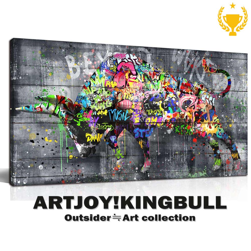 アートパネル ARTJOY キングブル King Bull 50cm 100cm インテリア 壁掛け アート  ポップアート グラフィックアート 絵画 牛 グラフィティ グランジ カウ cow 壁飾り