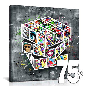 y󒍕izARTJOY CUBE WHITE 75cm A[gpl CeA A[g Graphical ArtCanvas G Ǌ| CMX k   rO OtBbN POP A[g uh