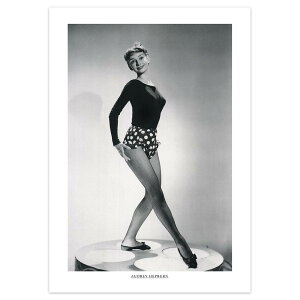 【レアポーズのオードリー】ポスター オードリー・ヘプバーン A2サイズ 42.0cm 59.4cm 白黒 おしゃれ 絵 壁掛け インテリア A2 モノトーン 白黒映画 シーン 買い回り