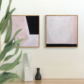LUMIRA 2枚組 アートパネル 32cm×32cm 北欧 インテリア シンプル モダン ナチュラルなデザイン 壁掛け リビング 玄関 寝室 アースカラー チルカラー 木目フレーム ジャパンディスタイル 額付き グレー アッシュグレー アイボリー ルミラ 【RSL】