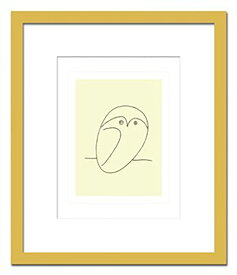 ピカソ 絵 Le hibou アートポスター 額入り ふくろうの絵 ナチュラルカラー 天然木 大きいサイズ Pablo Picasso W650×H550×D20mm 壁掛け おしゃれ アートフレーム 絵画 アートパネル インテリア シンプル 北欧 モダン
