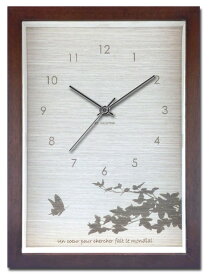 掛け時計 花 蝶のレーザー彫刻 音がしない 小さめサイズW22cm H27cm 厚み4cmで置いて飾れる 北欧 壁時計 かわいい おしゃれ 玄関 部屋