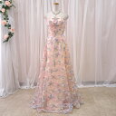 【特別価格】【即納】カラードレス 花柄 二次会花嫁 7号9号11号 パステルカラー ペールオレンジ 大人 フォトウェディング 披露宴 前撮り ロングドレス 背中編み上げ Aライン 24127 cd32346po-t