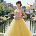 【ポイント10倍中！】カラードレス 演奏会用ドレス ロングドレス ウエディング 7号9号11号13号 Ellis 背中編み上げ 小花 パステルカラー 中学生 高校生の演奏会にお勧め コンクール プリンセスライン ピンク 紫 パープル 黄 3366