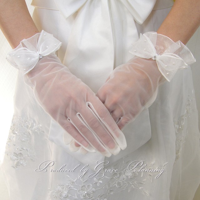 新品本物 ウェディング グローブ ロング ホワイト 手袋 ドレス レース サテン 綺麗