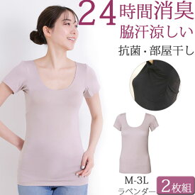 汗取りインナー 背中 脇汗 インナー 消臭 汗染み防止 レディース 半袖 tシャツ 脇汗パッド 吸汗 フレンチ袖 下着セット 2枚[M:1/1] 大きいサイズ3L ll L M ボディフィルター 抗菌 春 夏 涼しい ストレッチ 薄手 透けない 対策 脇高 黒 汗染み防止