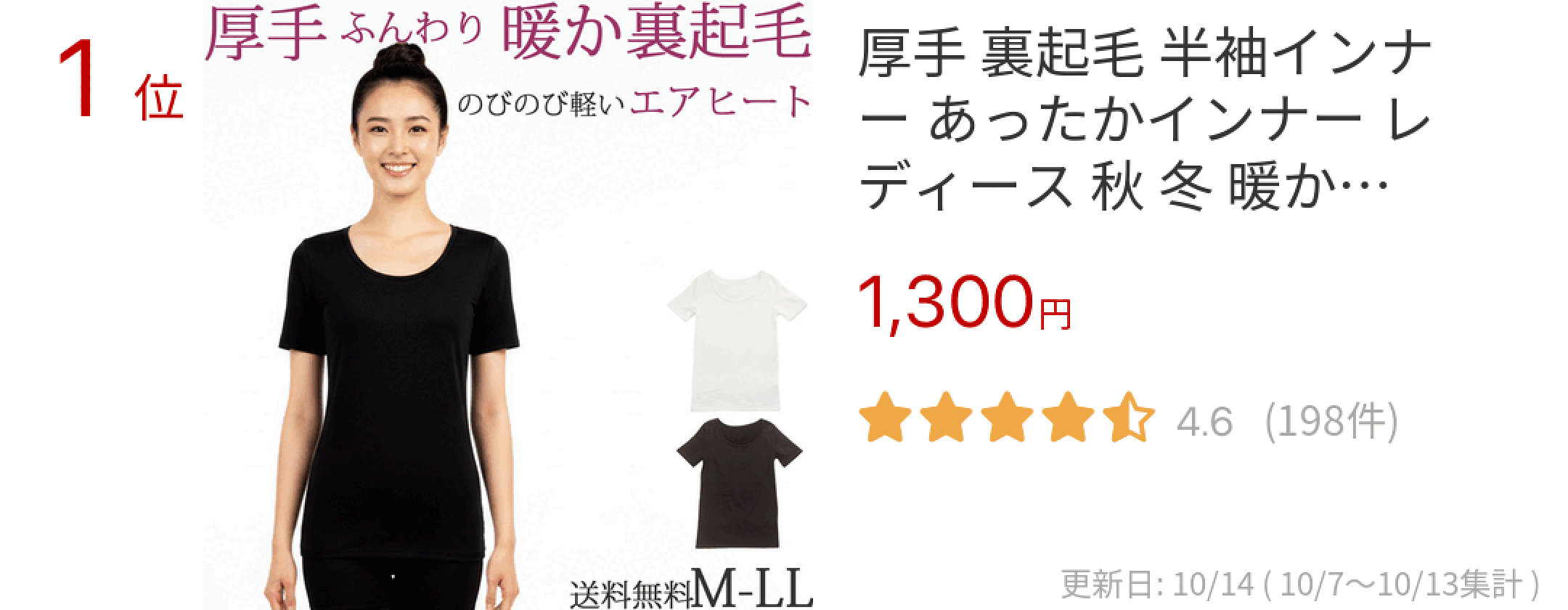1位 厚手 裏起毛 半袖インナー あったかインナー レディース 秋 冬 暖かい 防寒 3分袖 ロング丈  大きいサイズ LL M L 黒 白 透け防止 