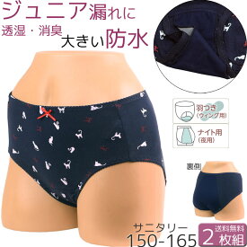 サニタリーショーツ ジュニア 羽根つき 夜用 生理用ショーツ 羽根つき対応 綿 かわいい 子供 生理用パンツ 防水布付きショーツ 消臭 セット 2枚[M:1/2] 160 150 165 S ジュニア用 小学生 中学生 初潮 女の子 キッズ 猫 肌着 春夏秋冬 女児 ガールズ ショーツ