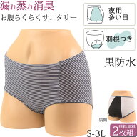 サニタリーショーツ 羽根つき 生理用ショーツ 夜用 ボクサーパンツ レディース 綿混 可愛い 黒 防水 消臭…