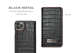 �ᔄ��s����������T-DEMAND iPhone�P�[�Xfor iPhone 11�E11Pro�E11ProMax BLACK/REDCROCO DILE SKIN�q�}�O�l�b�g�� �蒠�^�r