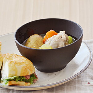 【800円クーポン 〜10/27 9:59】ボウル 木目スープボウル L (ダークブラウン) マット 汁椀 汁碗 汁わん 和食器 洋食器 味噌汁碗 スープボール おわん ミニ丼 小さい丼ぶり 漆木風 モダン レンジ対