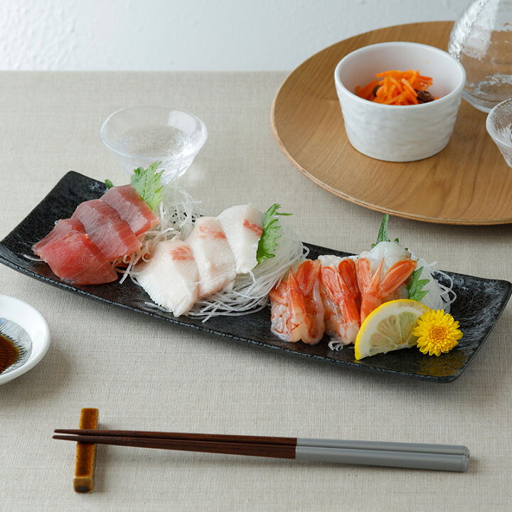 楽天市場】細角皿 30.5cm スレート調 ブラック角皿 長角皿 長皿 焼き魚 