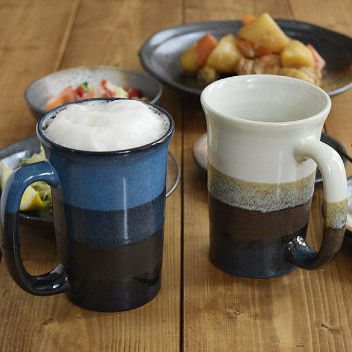 楽天市場】ビアジョッキ テシゴト 520cc 陶器製 4色掛分け和食器 