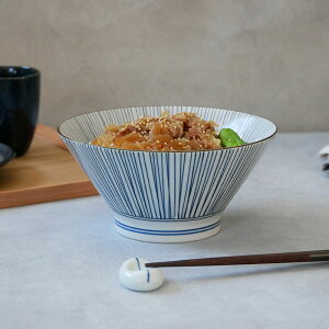 【200円クーポン 10/30 0:00〜】台形どんぶり 大 19cm ストライプ丼ぶり どんぶり 丼 麺鉢 ボウル 鉢 大鉢 食器 ラーメン鉢 うどん丼ぶり そば丼ぶり 丼物 カフェ丼 台形 モダン